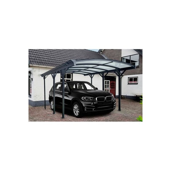 Almo Fulfillment Services Hanover Aluminum Carport, 226-11/16"L x 118"W x 86-3/5"H, Dark Gray HANCARPRT19X10-GRY - main
